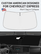 Proadsy Windshield Sun Shade Custom Fit 1996-2025 2026 Chevrolet Express Cargo Van, 1500, 3500, 4500 4-Layer Foldable Front Sunshade Protector Sun Visor Blocker Keep Car Cooler Accessories