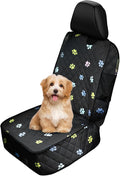 Riakrum Front Seat Dog Cover for Cars Trucks SUV Waterproof Scratchproof Nonslip Full Protection Pet Dog Car Seat Covers Cute Paw Print Front Passenger Chair Protector for Travel Bed Safety(Black)