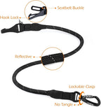 PetBonus Dog Seat Belt for Car, Durable Rope Dog Car Harness Seatbelt for Vehicle, Pet Tether Safety Restraint with Heavy Duty Buckle Hook Latch Lockable Clip for Small Medium Large Breeds (Black)
