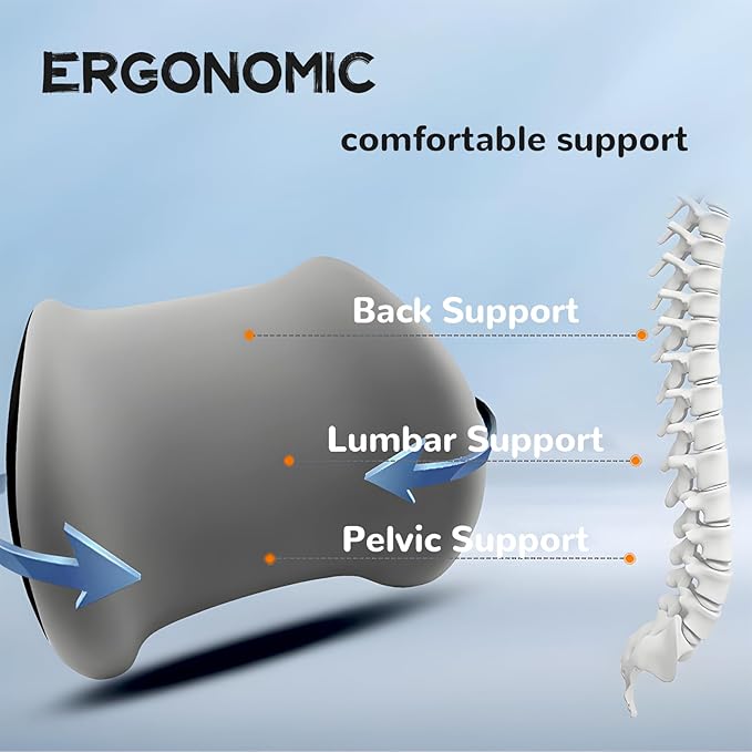 Car Headrest & Lumbar Support Cushion, Car Headrest and Lumbar Support, Ergonomic Car Seat Headrest & Lumbar Cushion, Car Head Rest and Lumbar Pillow Set for Neck Back Pain Relief (Wine)