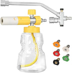 Foam Cannon for Pressure Washer with Dual Connector Accessory, Pressure Washer Double Tip Attachment for Foam Cannon,M22 and 1/4" Quick Connect, 5 Nozzle Tips