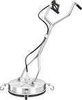 18" Dual Handle Pressure Washer Surface Cleaner with 4 Wheels, 4000 PSI Max Stainless Steel Surface Cleaner for Pressure Washer, 3/8" Inlet Connector, for Concrete, Patio, Sidewalk, Deck