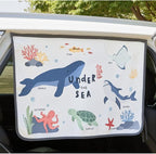 Magnetic Car Sun Shade Curtain for Side Window – Sun Blocker and UV Protector for Baby, Kids, and Pets – Universal Fit with Built-in Magnets for Steel-Framed Door (Sea Friends)
