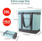 mosago Insulated Grocery Tote Bags, Large Reusable Cooler Bags with Zipper, Leakproof Thermal Shopping Bags for Food Delivery, Beach, Travel, for Picnic, Collapsible, Green