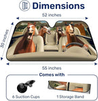 GENANY Horse Funny Windshield Sun Shade for Car SUV Truck (55x30 Inches), Sun Shade Windshield, Shades for Front Windows, Protector Blocks U, Spring Car Decor