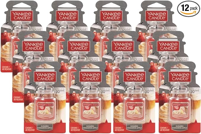 Yankee Candle Car Jar Ultimate, Sugared Cinnamon Apple, 0.96 OZ (Pack of 12)