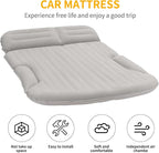 KMZ SUV Air Mattress Thickened and Double-Sided Flocking Travel Camping Bed with 2 Pillows & Pump Dedicated Mobile Cushion Inflatable Bed for SUV Trunk and Rear Seat (Light Gray)