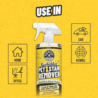 Chemical Guys Furbidden Pet Stain Remover for Car & Home, Carpet & Upholstery Cleaner, Eliminates Pet Odors & Stains from Urine & Vomit, Multi-Surface Pet Odor Neutralizer - 16 oz