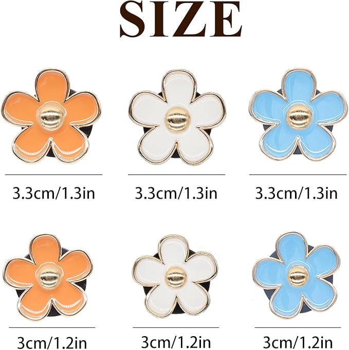 6pcs Flowers Car Air Freshener Vent Clips,Blue Orange White Daisy Air Vent Clip Car Accessories for Women,3.3cm/3cm Flowers Vehicle Decor Refillable Diffuser