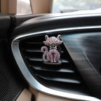 Cat Car Decor,2pcs Bling Car Air Freshener Vent Clips,Purple Princess Kitty Girly Dashboard Decorations for Women,Refillable Clips On Diffuser