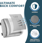 ComfiLife Lumbar Support Back Pillow Office Chair and Car Seat Cushion - Memory Foam with Adjustable Strap and Breathable 3D Mesh (Gray)