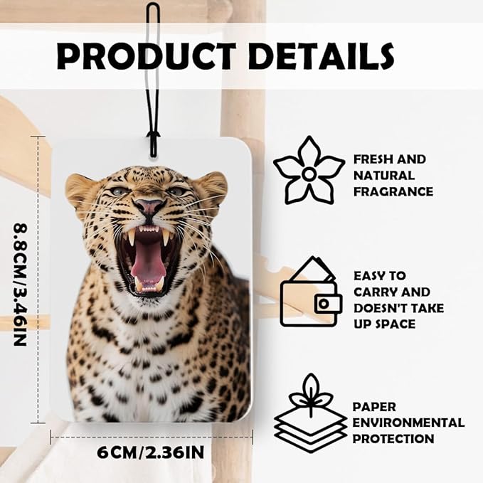 Trendy Retro Cheetah Print 3 Pcs, Funky Y2k Leopard Print 8 Ball Air Freshener Hanging Decor for Cars Closet Drawer Books Accessories Gifts