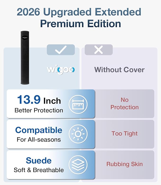 Wigoo 2026 Upgraded Version Suede Car Seat Belt Cover, [Reduces Neck Friction & Enhances Comfort], Soft Shoulder Pad Protector, Auto Interior Accessories,(2 Packs, 13.9Inch), Black