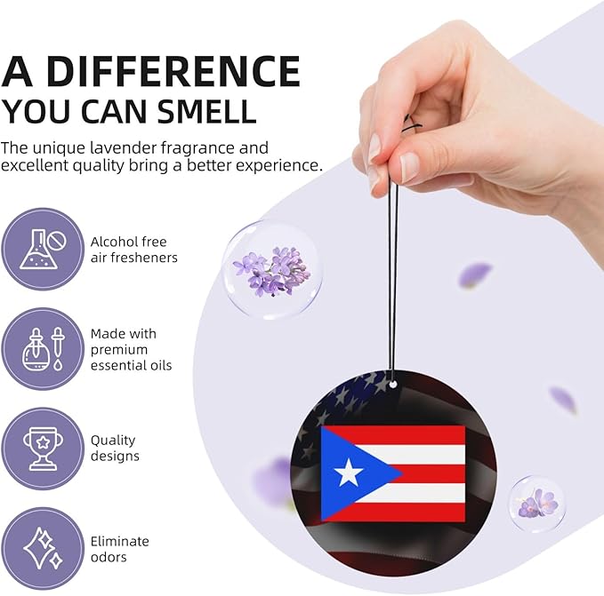 Puerto Rico Flag Car Air Freshener Card - Quick Odor Elimination for Car, Bedroom & Wardrobe62