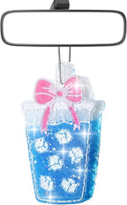 MUBYOK Handmade Car Air Freshener, Cute Christmas Gift Car Accessories for Women Girls, Glitter Hanging Air Freshie for Car Closet Bathroom Decor, Blue Coffee Cup