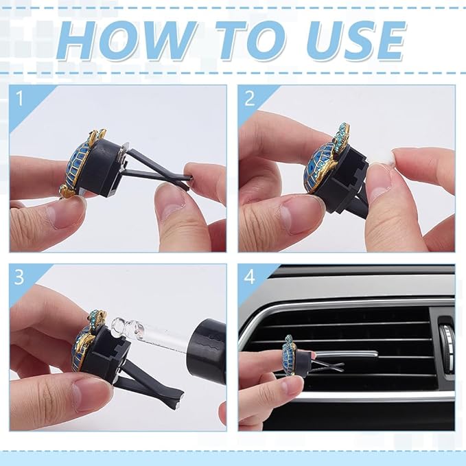 4 Sets Sea Turtle Air Vent Clips Blue Turtle Air Fresheners 32x33.5x46mm Ocean Theme Car Decoration Accessory Refillable Outlet Diffuser for Men Women Car Interior Decoration Gifts