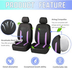 4PCS Cooling Car Seat Covers,Breathable Front Seat Covers with Mesh Construction and Foam Padding,Car Seat Protector to Reduce Back Sweating,Universal Car Interior for Car SUV (Purple)