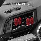 6PCS Bow Car Air Vent Clips, Cute Car Air Freshener Outlet Vent Clip, Coquette Bow Car Diffuser Perfume Clip, Universal Auto Air Conditioning Accessories for Women Girls (Red, 6PCS)