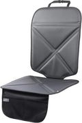 Car Seat Protector Leather Waterproof Child Safety Seat Protector Cover with Thick Pad and 2 Large Pockets Durable Kick Mat for All Auto Seat (Black)