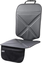 Car Seat Protector Leather Waterproof Child Safety Seat Protector Cover with Thick Pad and 2 Large Pockets Durable Kick Mat for All Auto Seat (Black)