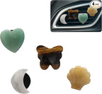 Boho Car Decor,4pcs Natural Stone Car Air Fresehenr Vent Clips,Moon Seashell Heart Butterfly Crystal Dashboads Accessories for Women,Best Wishes for Lover Friends