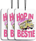 Hop In Bestie Funny Car Air Fresheners Hanging Yellow Bus Pink Car Interior Accessories 2Pcs, Pepper Cars Mirror Accessories Cute Funny Gift Cars Decor for Women Men(Real)