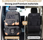 Living in a Bubble Seat back Organizer – Magnetic Toiletry and Cooler Pouch, Cordura Car Backseat Storage with Device Holder & Hooks, Multi-Compartment Utility Bag for Campervans & Family Travel