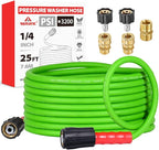 YAMATIC Upgraded Flexible Pressure Washer Hose 25FT 1/4", 3200 PSI Non-Kink Replacement with M22-14mm & 3/8" Quick Connect Adapters, Extension for Gas Power Washer Troy-Bilt Ryobi Honda Craftsman