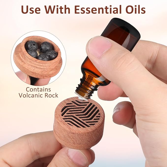 PartyKindom Car Aromatherapy Device - Wooden Aroma Diffuser Clip for Essential Oils Compact Air Freshener for Car Vent Elegant Design