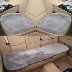 OGLAND Fluffy Genuine Sheepskin Car Back Seat Cover for Auto Fuzzy Interior Accessories with Soft Wool Eco-Friendly Natural Fur Non-Slip (Misty Gray, Back)