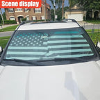 American Flag Car Windshield Sun Shade, Foldable Car Front Window Sunshade for Cars SUV Truck, Auto Interior Sun Protection Cover, Blocks UV Rays & Keeps Your Vehicle Cool (Black, M)