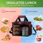 iknoe Insulated Lunch Bag, Foldable 8.5L Cooler Bag for Men & Women, Leakproof Thermal Design, Great for Office, Picnic, Travel, Lunch Box, Red