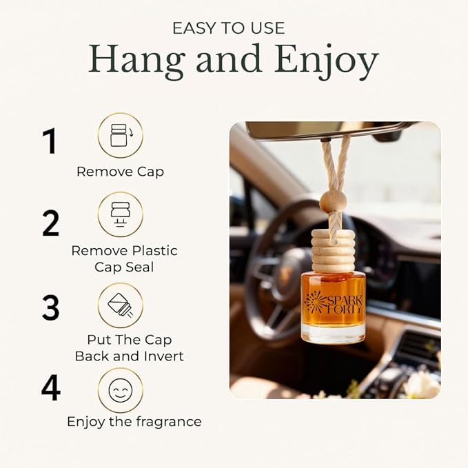 Floral Car Perfume Car Air Freshener 30-Day Luxury Hanging Diffuser Perfume Bouquet Gift for Men & Women, Essential Oil Scent Long-Lasting for Car SUV Truck