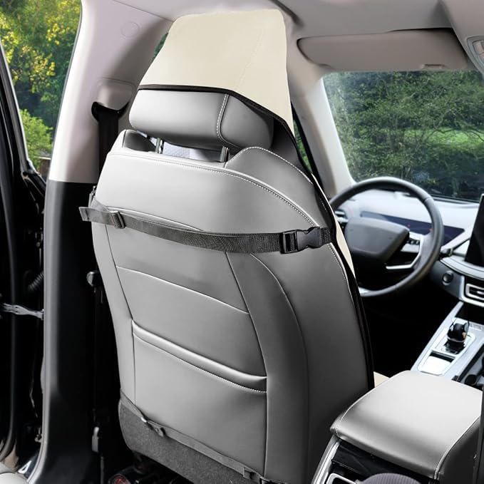 INFANZIA Premium Waterproof Seat Cover Towel Protector Neoprene Universal Fit, Upgraded 100% Washable & Removable Non-Slip Sweat Carseat Towel Covers, Perfect for Gym/Yoga/Workout（Beige,2PCS