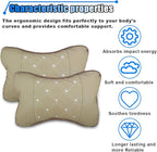 2PCS Car Neck Pillow, Breathable Car Head Neck Rest Cushion, Soft Pillow for Relieving Stiffness, Comfort Car Seat Neck Support Pillow (Beige)