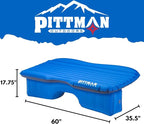 Pittman Outdoors Backseat Bed Air Mattress – 60” Rear Seat Air Mattress for Trucks, Vans & Large SUV – Includes Pump, Pillow & Storage Bag – Inflatable Back Seat Air Mattress – Blue