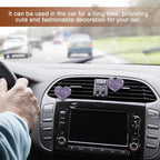 2PCS Heart-Shaped Car Vent Clip with Rhinestone, Car Vent Accessory, Bling Heart Charm Air Conditioning Outlet Clip, Auto Diffuser Air Freshener Charm for Women Girls (Purple, Heart)