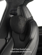 TPARTS Headrest Neck Pillow for Tesla Model 3/Y/X/S, Soft Faux Suede Fabric Car Neck Support Pillow Cushion for Traveling (Filled with Dupont Sorona Fiber)-1pc Black