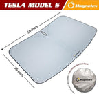 Magnelex Tesla Windshield Sunshade for Model S 2012-2026 - Reflective 240T Material Car Sun Visor with Mirror Cut-Out. Tesla Model S Sunshade | Foldable Sun Shade for Sun Heat and UV Protection