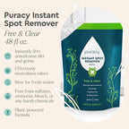 Puracy Instant Spot Remover for Clothes - Cleaning Spray, Stain Spray - Car Cleaner, Carpet Cleaning Solution, Couch Stain Remover - Free & Clear, 25 + 48 Fl Oz