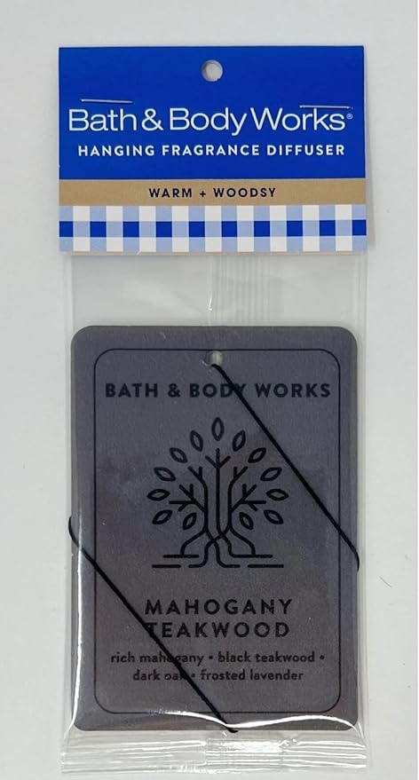 Bath and Body Works Hanging Fragrance Car Diffuser - Pack of 1 (Mahogany Teakwood)