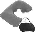 SUPVOX Inflatable Travel Neck Pillow U-Shaped with Blackout Eye Mask and Set, Lightweight Airplane Pillow for Flight Comfort and Sleep, Portable Gray Travel Accessory Kit