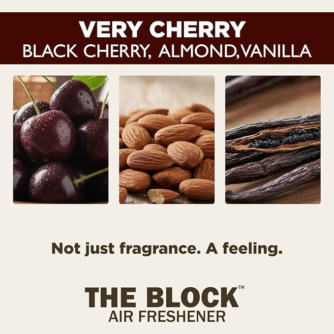 The Block - Wooden Car Air Freshener & Odor Eliminator - Long Lasting 30+ Day Scent - Car & Home Use - Fresh Gift Idea - Made in USA - Fruit Scents 3-Pack