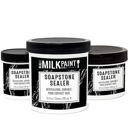 Real Milk Paint, Sealer for Concrete, Granite, Counter Tops, Marble, Slate, Soapstone, and Soapstone Sealer, 16 oz