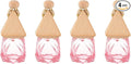 uxcell 4pcs Hanging Car Air Freshener Perfume Bottle, 8ml Pendant Empty Clear/Pink Glass Essential Oil Aromatherapy Diffuser with Wooden Cap for Car Decor (Clear/Pink, Rhombus)