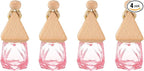 uxcell 4pcs Hanging Car Air Freshener Perfume Bottle, 8ml Pendant Empty Clear/Pink Glass Essential Oil Aromatherapy Diffuser with Wooden Cap for Car Decor (Clear/Pink, Rhombus)