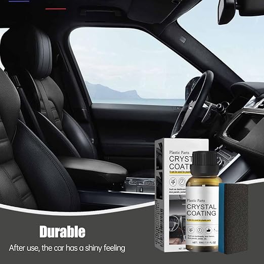 Crystal Coating for Car, 2026 New Plastic Parts Crystals Coating, Upgrade Plastics Parts Crystal Coating Plastic Restorer with Spong, Coatings Agent for Automotive Plastics (2Set)