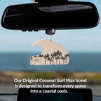 ulu Lagoon Hanging Car Air Freshener | Tropical Beach Coconut Surf Wax Scent Mini Wave | Long Lasting Car Freshener, Closet and Beyond | Made In USA | 3 Pack (Black Palms)