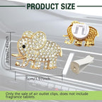 2PCS Car Air Vent Clip, Car Vent Accessories, Crystal Elephant Car Air Fresheners Vent Clips, Rhinestone Air Conditioning Outlet Clip Interior Decoration Universal for Women and Girls (Gold)