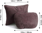 2PCS Car Pillow for Car Neck Pillow for Driving Seat Neck Support Soft Cushion Back Support Head-Rests for Vehicle Sleeping with Elastic Adjustment Strap (Coffee, Head and Lumbar)